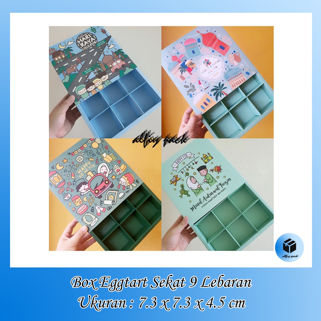 

1pack isi 5pcs BOX EGG TART IDUL FITRI SEKAT 9 HAPPY EID / SILATURAHMI KOTAK KUE SOES EGGTART FRUIT PIE INSERT 9 HOLE DUS TEMPAT CHEESE CAKE PUDDING