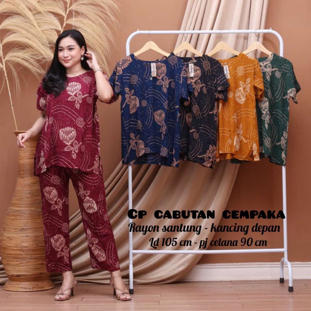 Setelan Babydoll Piyama CP Batik Lussy stelan daster baju tidur