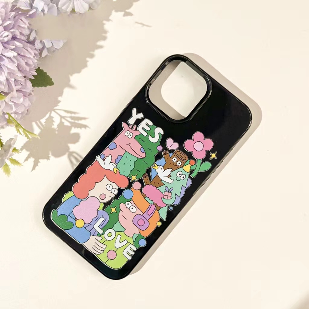 IPHONE Ins Karakter Kreatif Cocok Untuk Iphone14 14pro 14plus 13 13mini 13pro 13prm iPhone12 7Plus 8Plus Xr XS 13 12mini Pro Max TPU Empat Sudut Casing Ponsel Tahan Guncangan