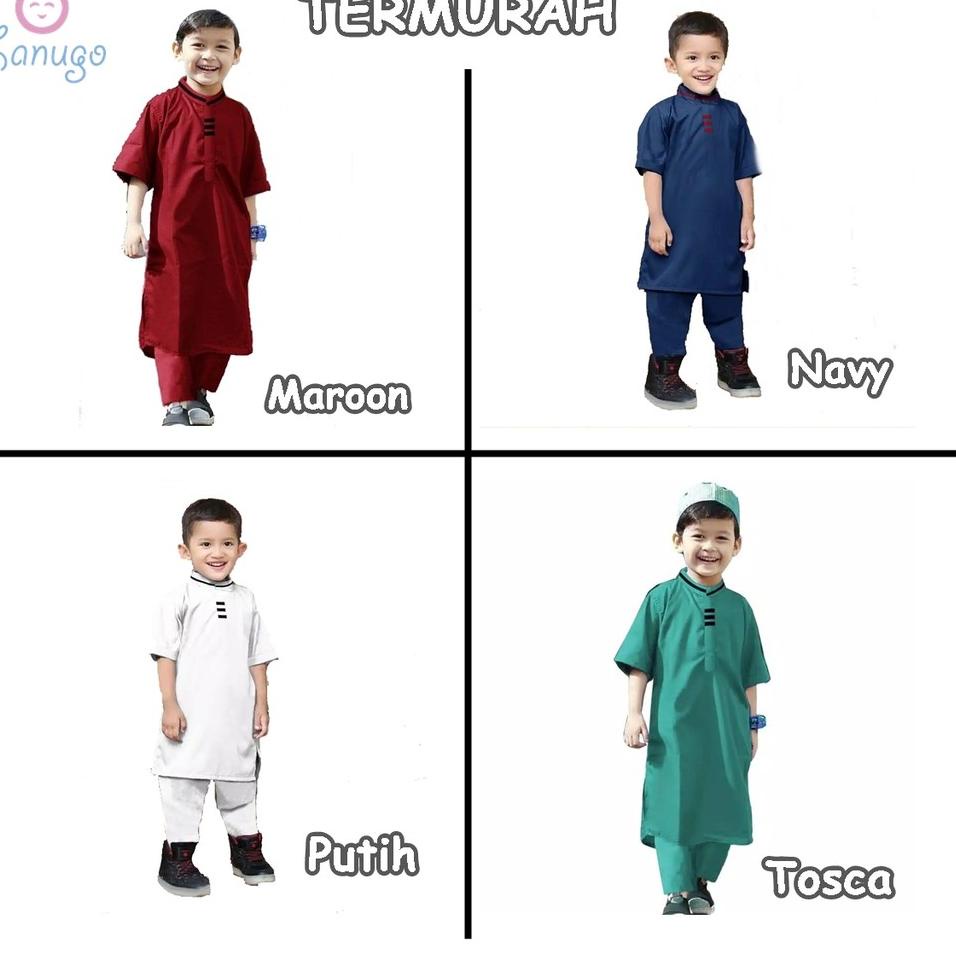 Hot Sale Setelan Koko Anak 2-12 Thn / Baju Koko Anak Laki Laki/Celana Koko Anak/Pakaian Muslim Anak 