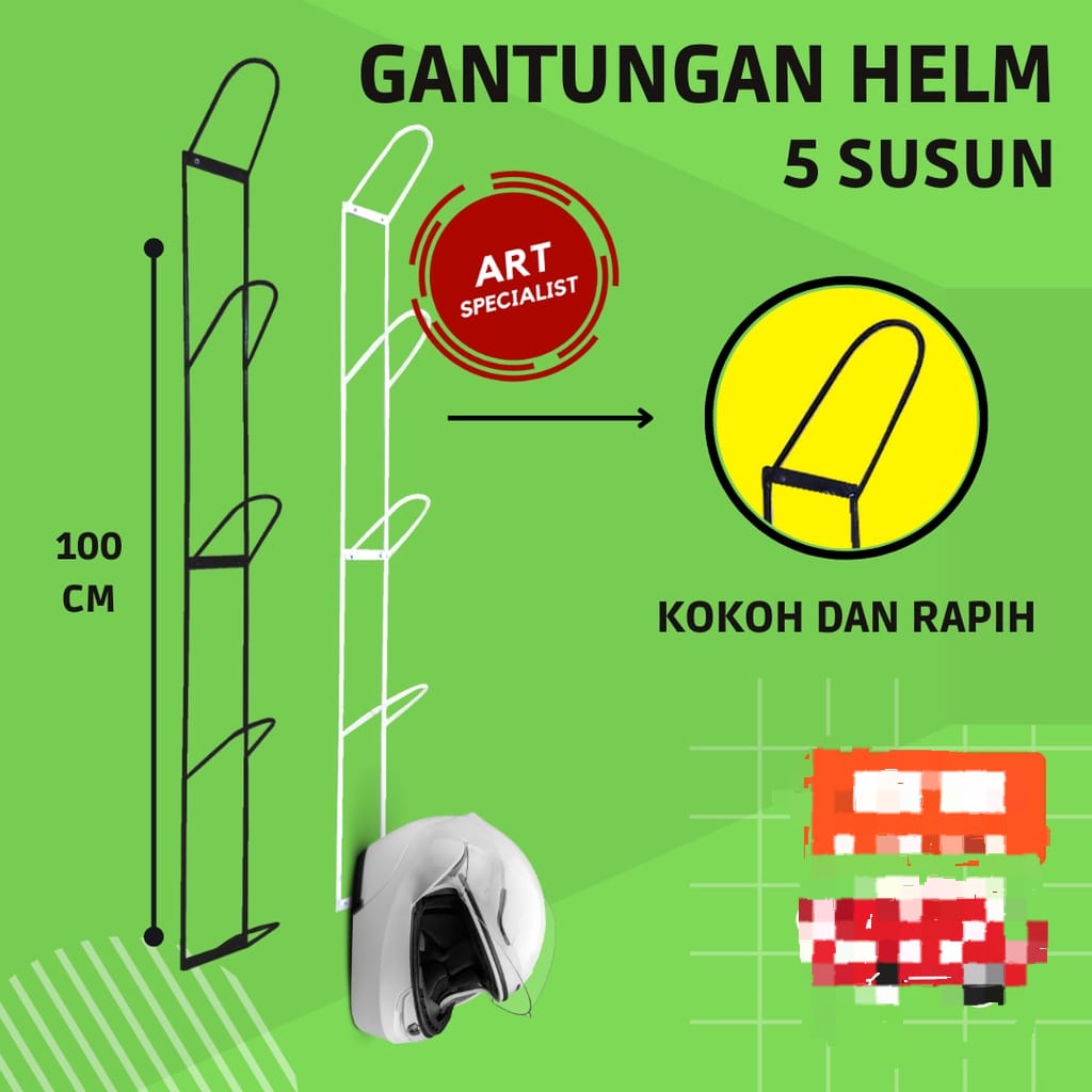 RAK BESI HELM /RAK HELM SUSUN 5 /TATAKAN HELM /GANTUNGAN HELM