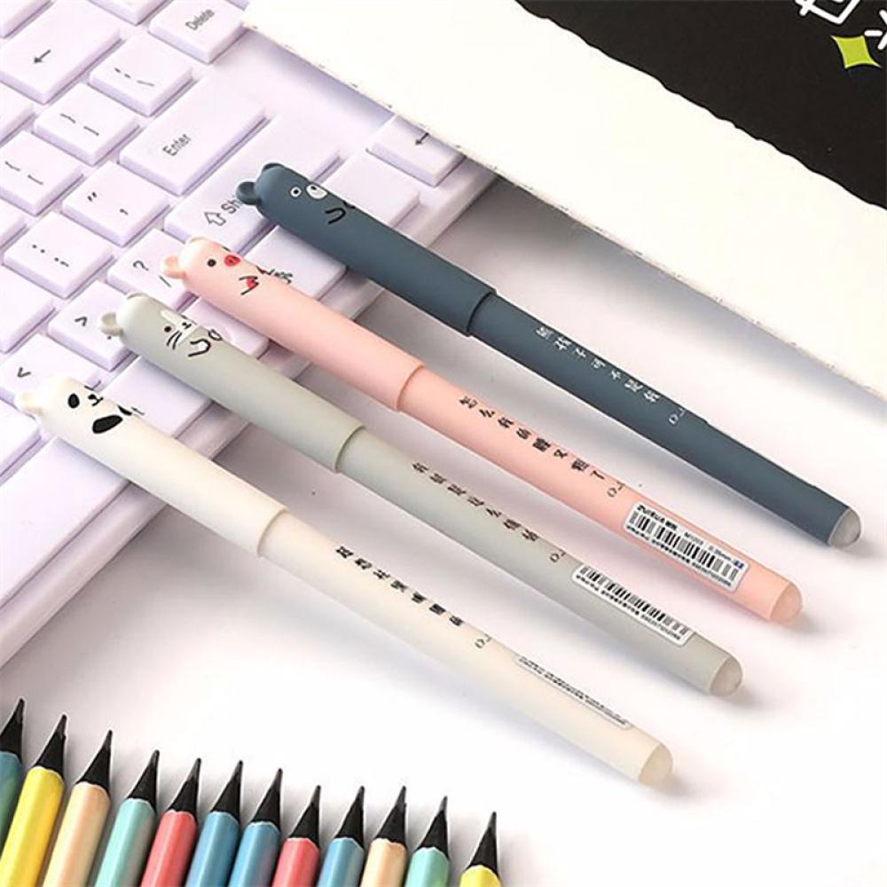 Timekey 0.35mm Dihapus Gel Pen Set Biru/Hitam Tinta Ballpoint Refill Batang Perlengkapan Menulis Siswa Sekolah Kantor Alat Tulis E6F4