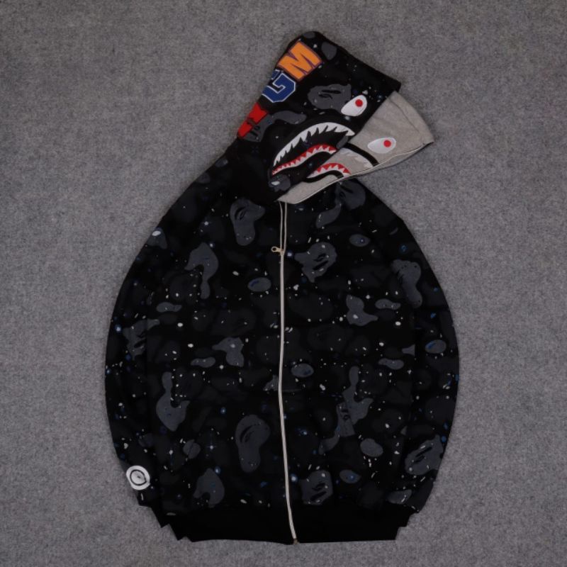 full zipper doubel hoodie bape wgm glow in the dark