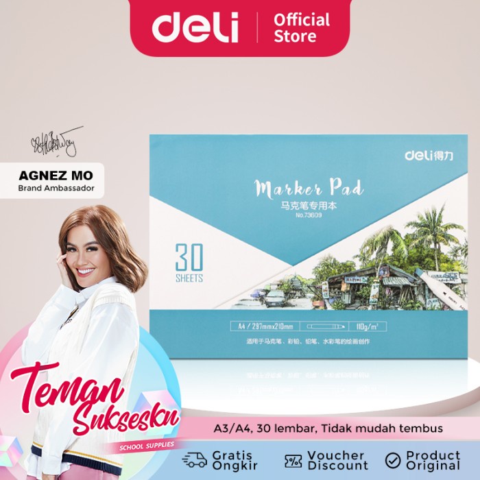 

Terlaris Deli Marker Pad/Drawing Paper/Buku Gambar Untuk Spidol 30Lmbr 73609/10