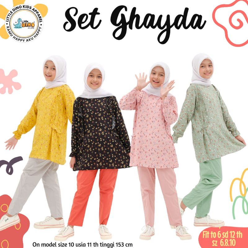 Set baju muslim casual bawahan celana anak perempuan