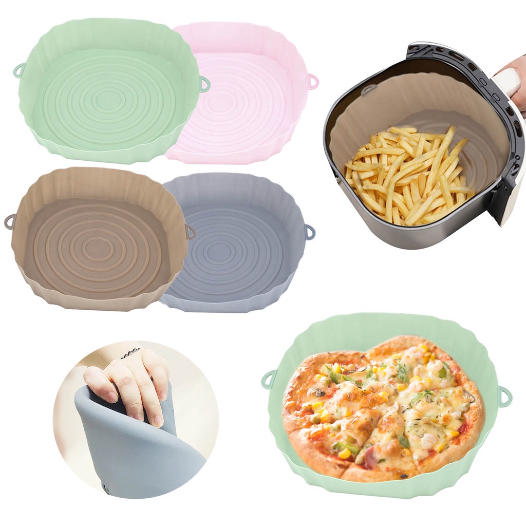 【COD】Loyang Air Fryer Multifungsi Bahan Silikon/Loyang Air Fryer Silikon Basket/Air Fryer Silicone Pot Pan Basket/Air Fryer Silicone Silicone Pot