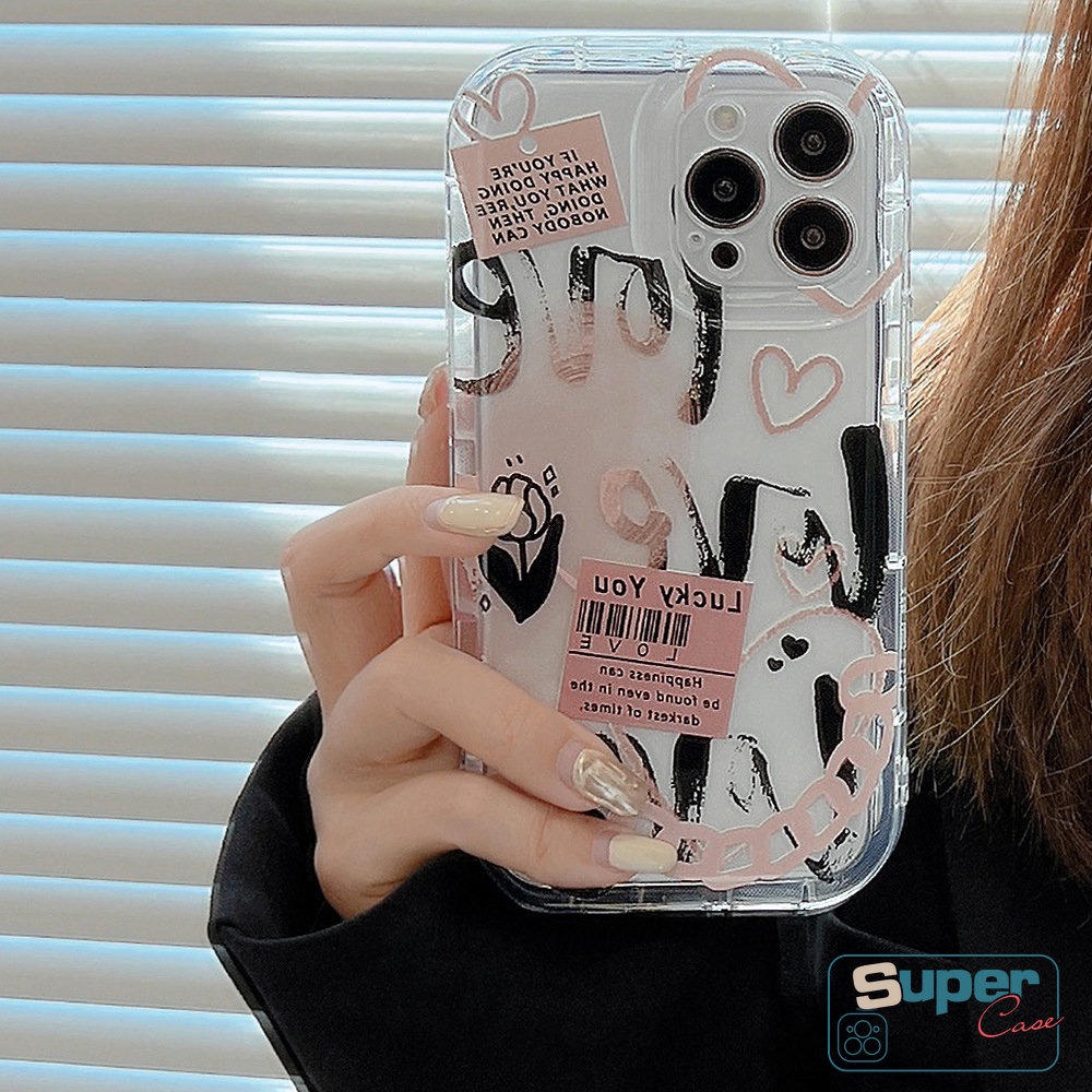 IPHONE Kompatibel Untuk Iphone11 14 13 12 Pro MAX 6 6S 78 Plus XR X XS MAX Trendi Merek Comme des Garcons Kartun Graffiti Cinta Hati Label Shockproof Airbag Lembut Silicon Case Cover