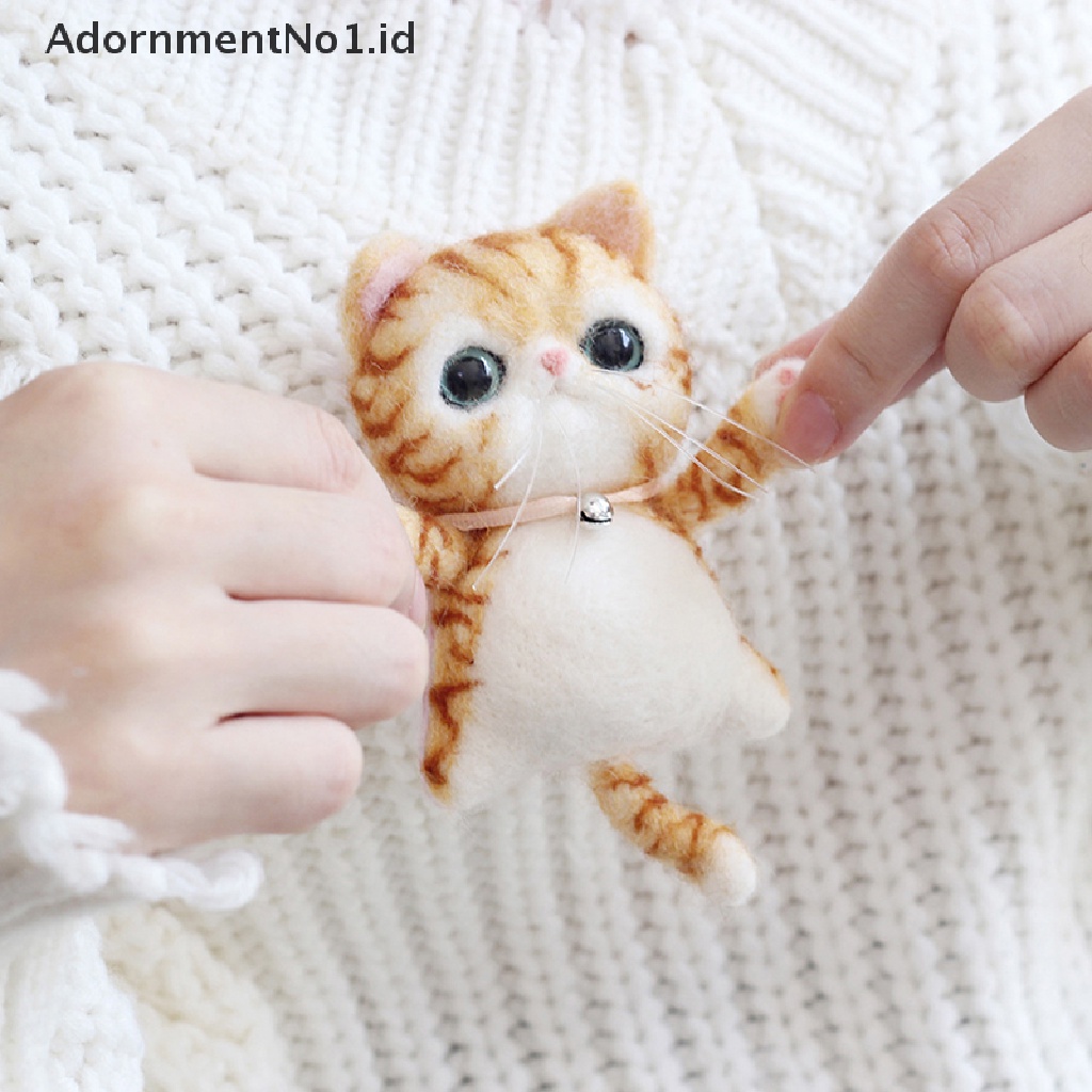 [AdornmentNo1] Mainan Kerajinan Menyenangkan Wol Felt Hewan Kucing Bros Perhiasan Bahan Kit DIY Handmade Toy [ID]