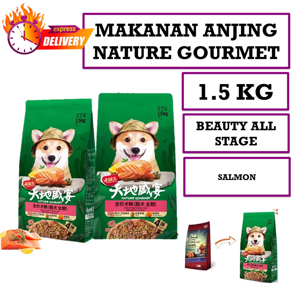 Kitchen Flavor Salmon Coat Beauty Dog Food 1.5kg Nature Gourmet Salmon kitchen flavor dog rasa salmo