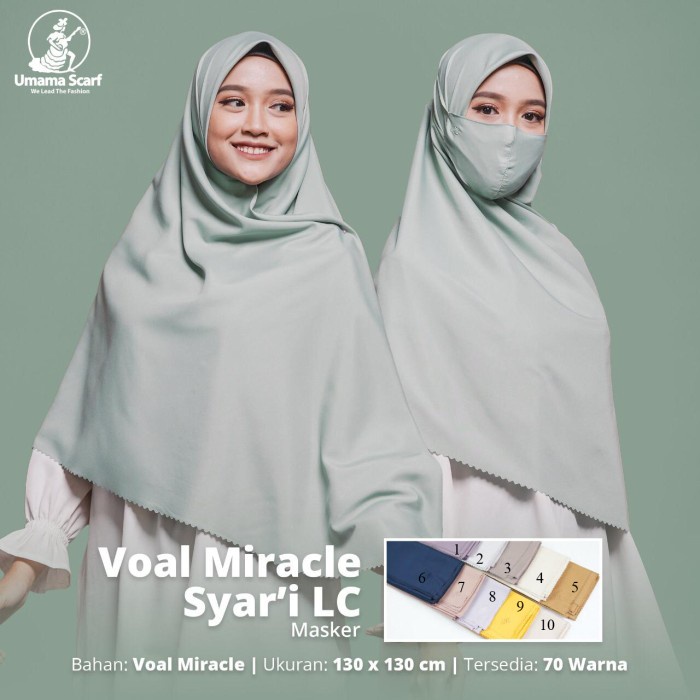 Jilbab Voal Miracle Plain Syar'i with Masker by Umama Scarf Motif 3 - 5