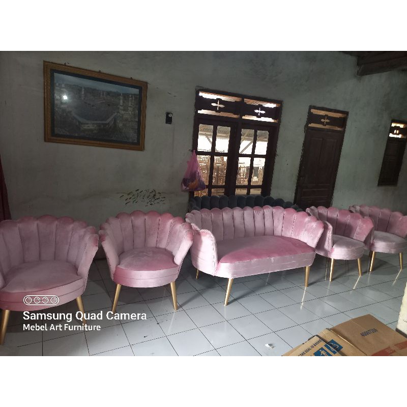 ( READY STOK ) kursi pelaminan kerang / sofa pelaminan kerang lesti jok bludru bebas pilih warna