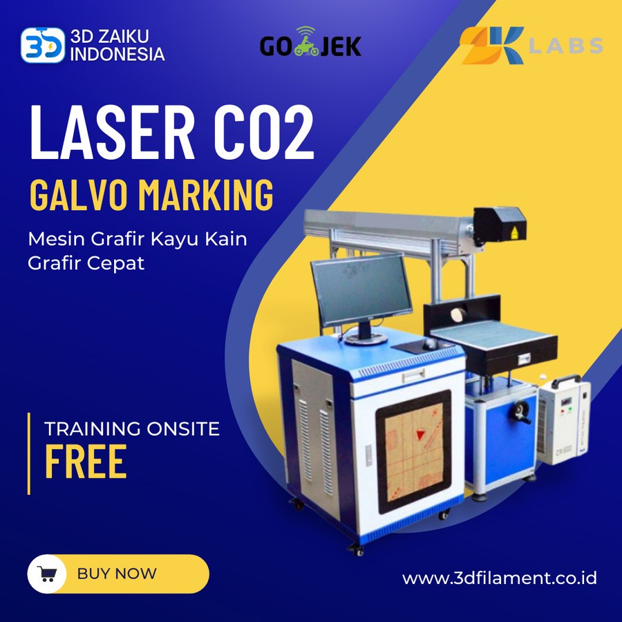 Zaiku Laser CO2 Galvo Marking Mesin Grafir Kayu Kain Grafir Cepat