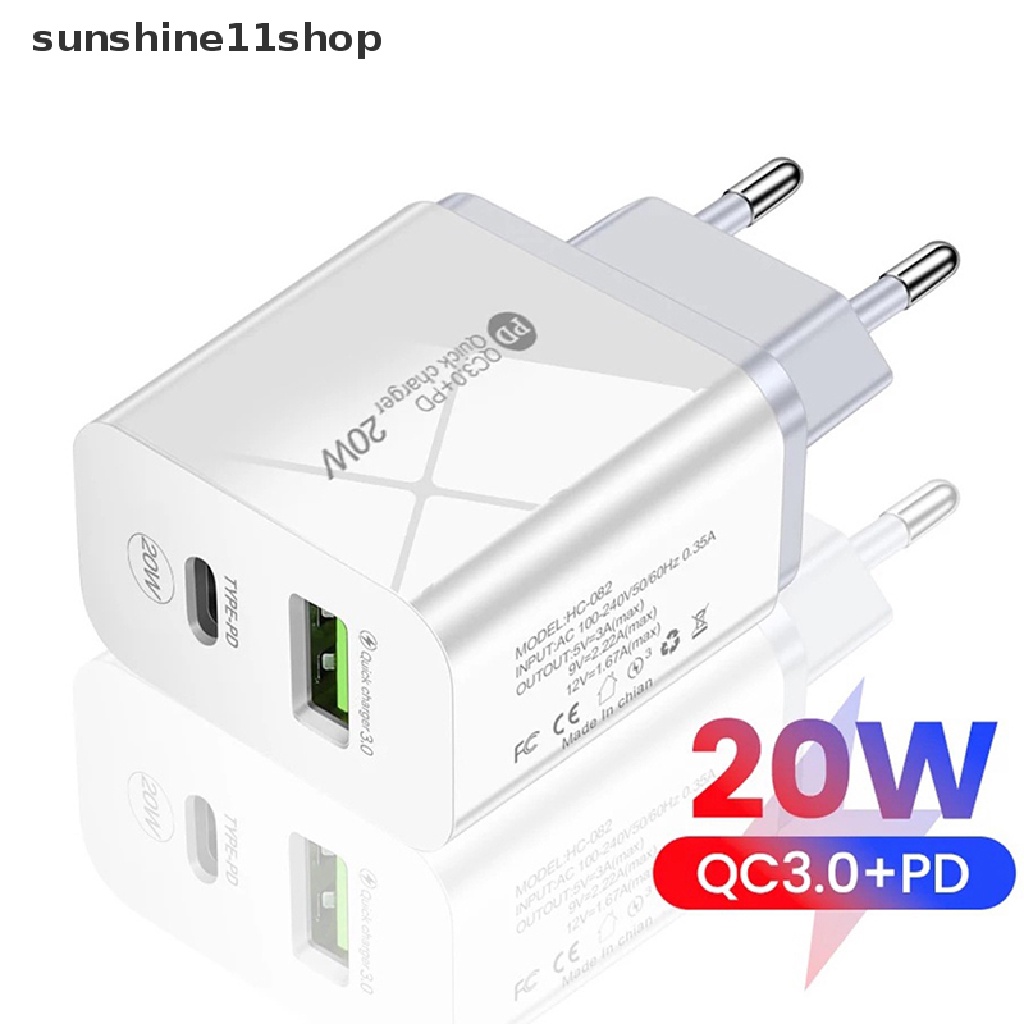 Sho PD 20W USB Charger Quick Charge 3.0 Fast Phone Charger Adapter Tipe-PD Untuk Telepon N