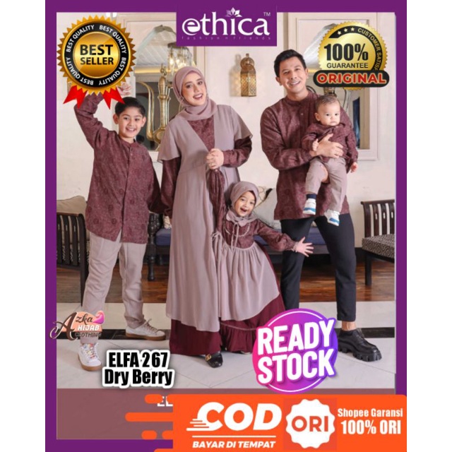 READY STOCK SARIMBIT ETHICA 2023 ELFA 267 DRY BERRY / BAJU COUPLE KELUARGA / BAJU MUSLIM COUPLE KELU