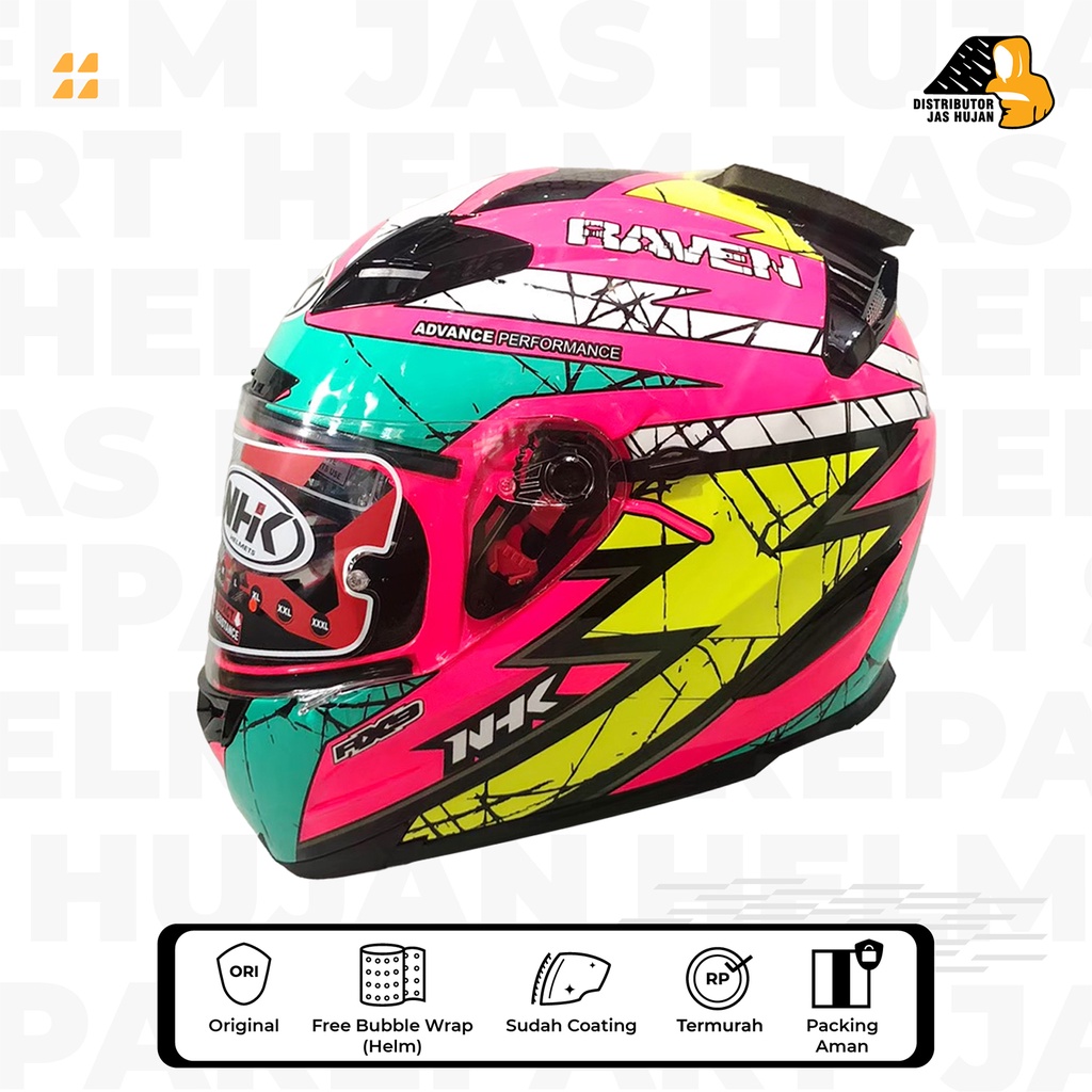 Helm NHK RX9 RX 9 Raven Pink Fluo Yellow Glossy