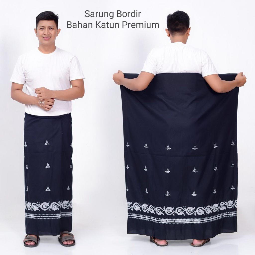 Sarung Katun Bordir Polos Dewasa / Sarung Bordir Aceh Premium / Sarung Wadimor / Sarung Bhs / Sarung Pria