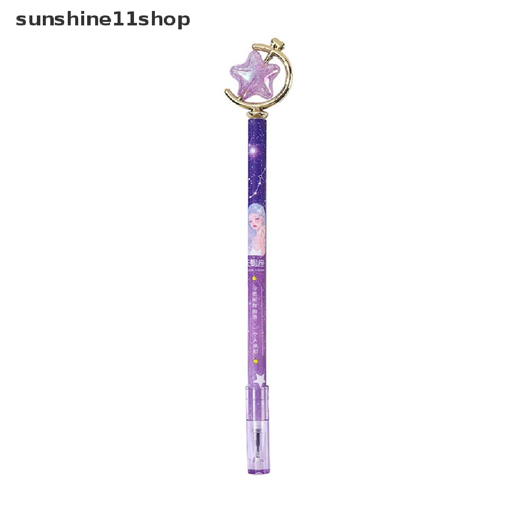 Sho 2pcs Starry Sky Planet Ball Rotate Gel Pen Alat Tulis Kantor Belajar 0.5mm Hitam Kreatif Dan Segar N