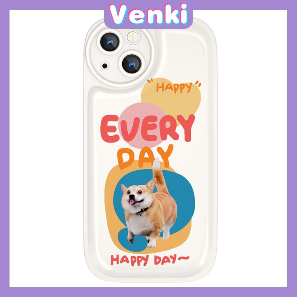 Case For iPhone 11 Soft TPU Air Cushion Case Glossy Cute Happy Corgi Airbag Shockproof Camera Protection Compatible for iPhone 14 13 12 11 Pro Max 7 8 Plus