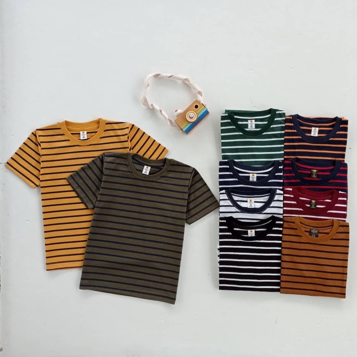 Kaos salur  Anak Laki Laki Unisex Umur 1-10 Tahun Bahan Katun Combed 30s