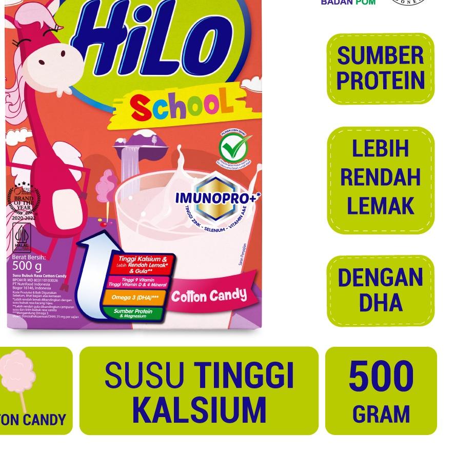 

♣ HiLo School Cotton Candy 500g - Susu Tinggi Kalsium Lebih Rendah Lemak ♨