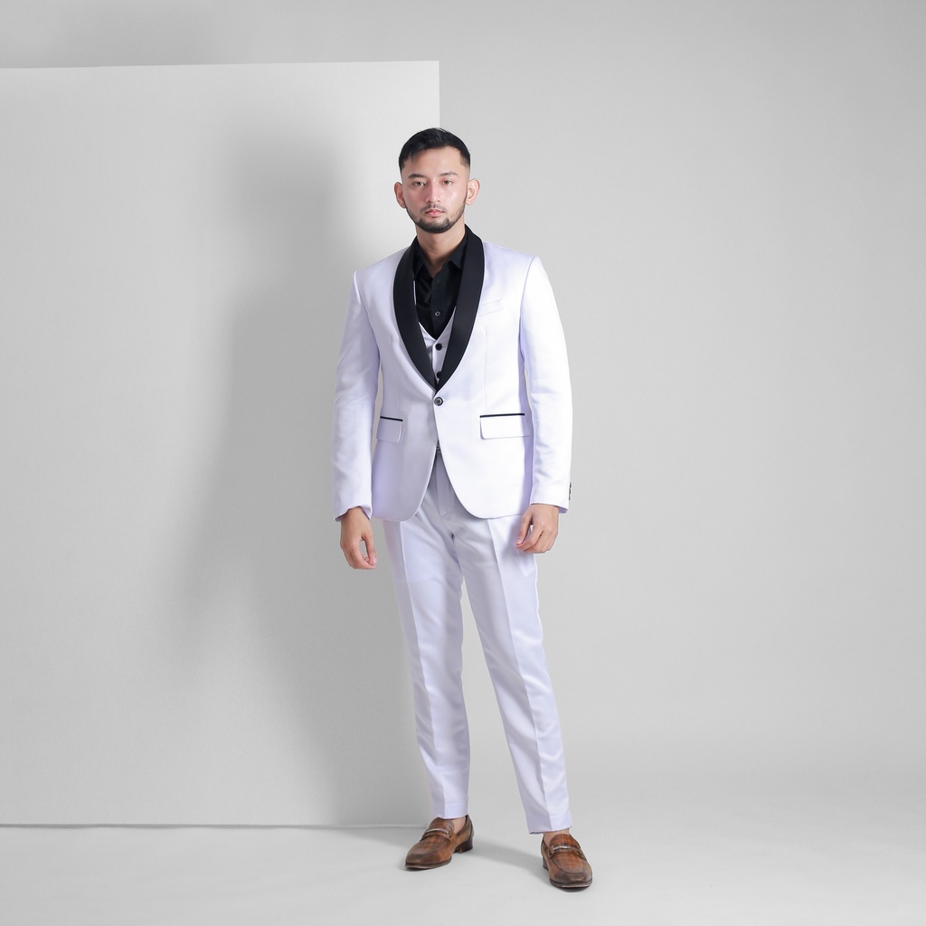 Setelan Jas Celana dan Rompi - Jas Exclusive - Jas Pesta Pria - Putih