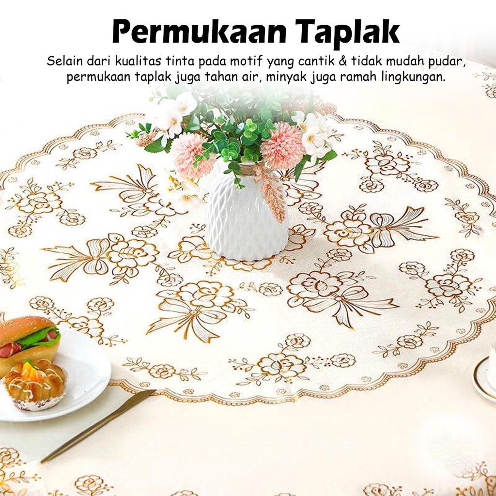 Taplak Meja Bundar Tersedia 2 Ukuran/Taplak Meja Makan dan Meja Tamu/Taplak Meja Motif Bunga