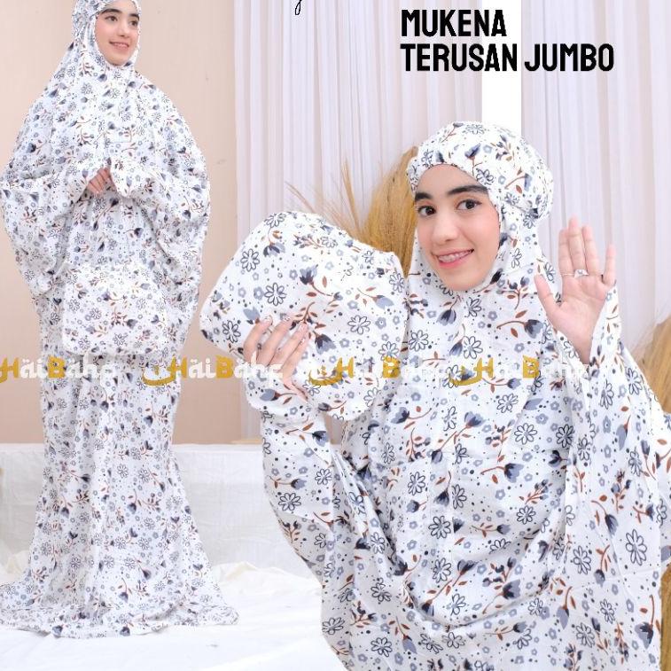 Terlaris Haibahf Mukena Terusan Dewasa Jumbo Tali Karet cincin Jari Bahan Rayon Bali Dingin