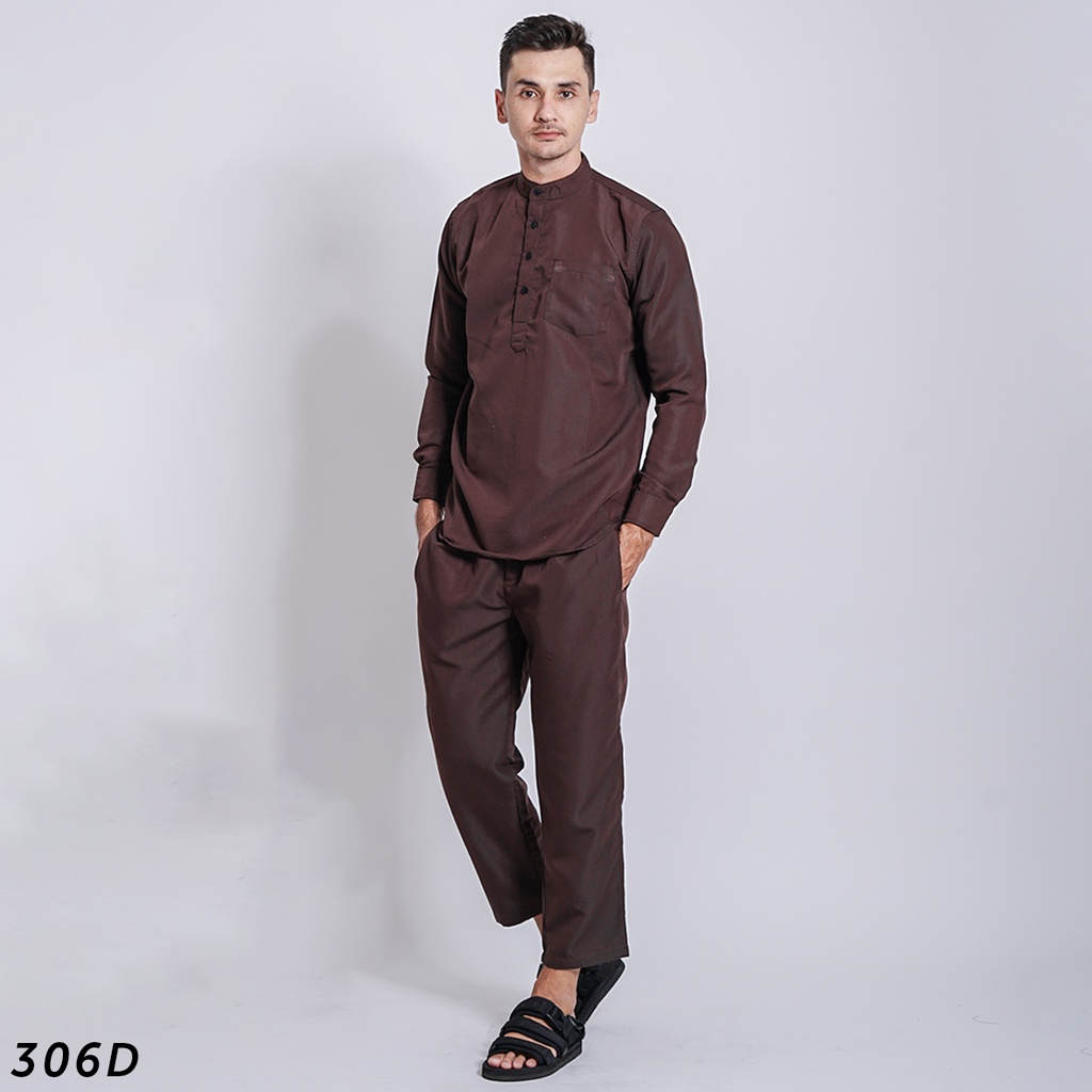 HSRM Ox Kemko 1 Set Dark Brown Kemeja Koko Lengan Panjang 306 D 304 D