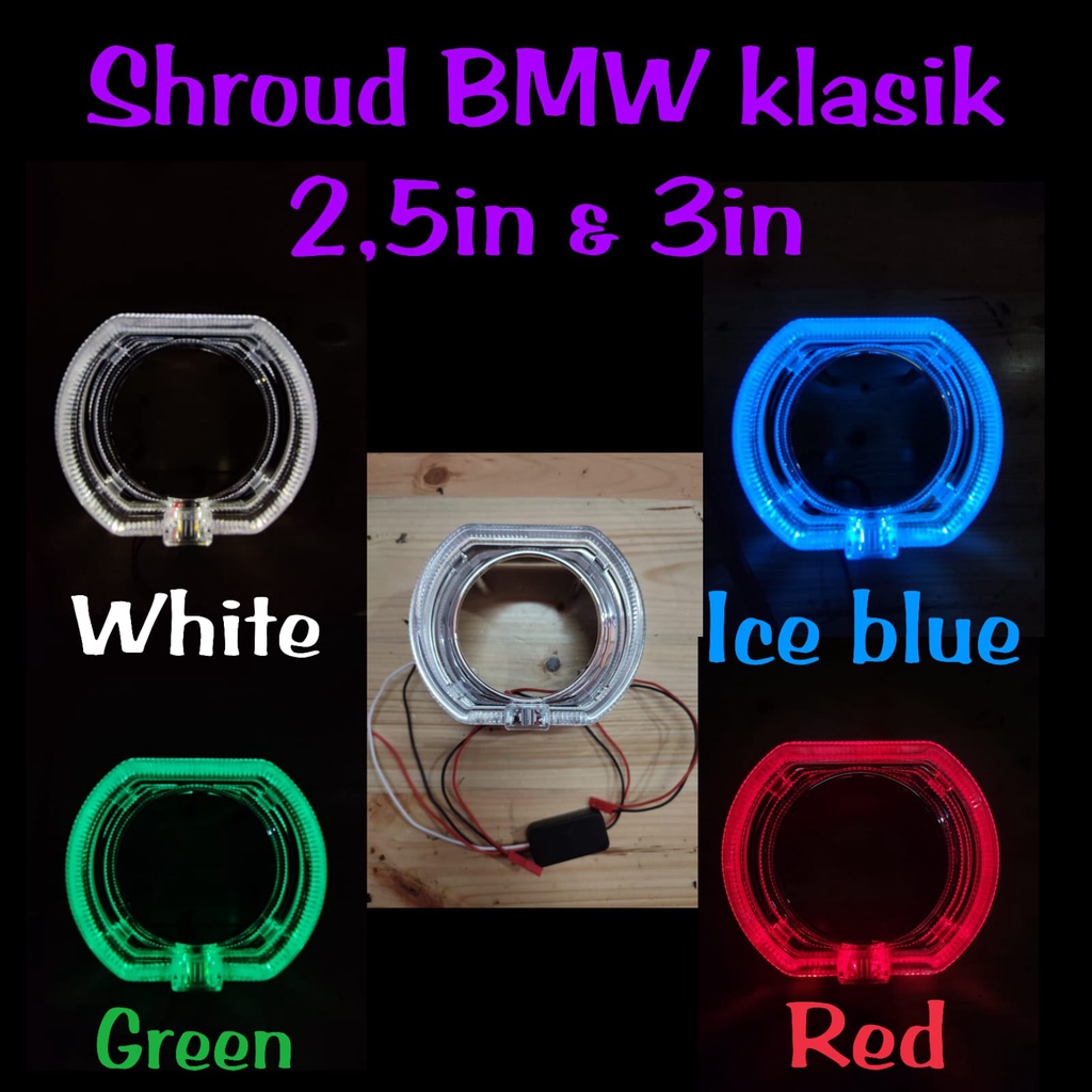 SHROUD ANGEL EYES KRISTAL PROJIE MOTOR MOBIL MODEL BMW &amp; BULAT UKURAN 2'5 &amp; 3 INCHI