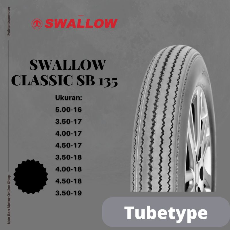 Ban Motor Swallow Classic SB 135 Ukuran 3.50-17, 4.00-17, 4.50-17 & 5.00-16 Tubetype
