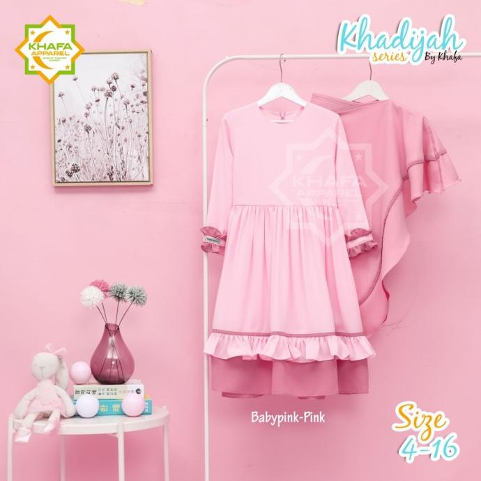 Gamis set hijab anak/gamis ruffle khadijah