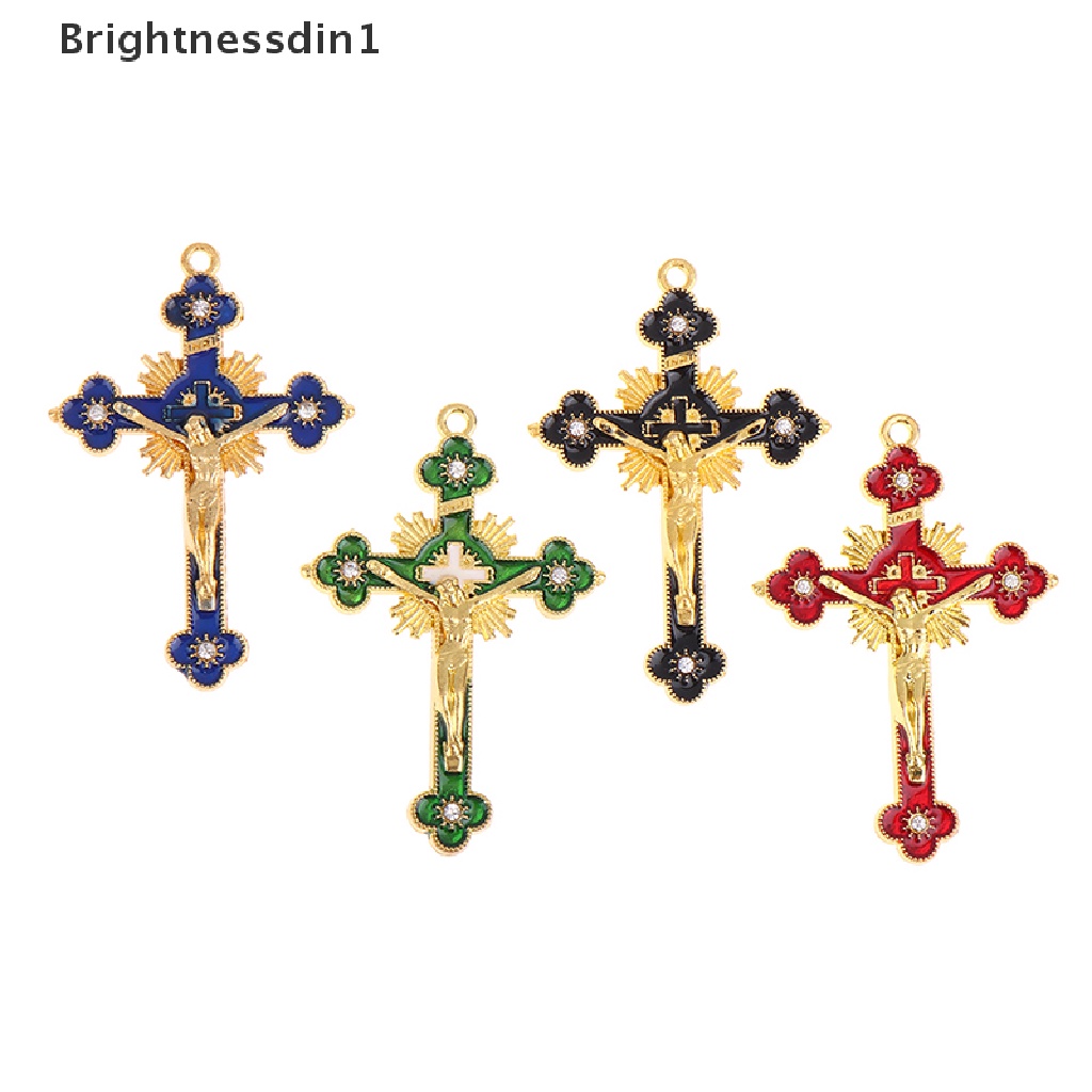 [Brightnessdin1] Salib Dinding Budded INRI Katolik Salib Kristen La Cross Fleuree Doa Gereja Dekorasi Gantung Salib Logam Aksesoris Perhiasan Kalung Liontin Butik