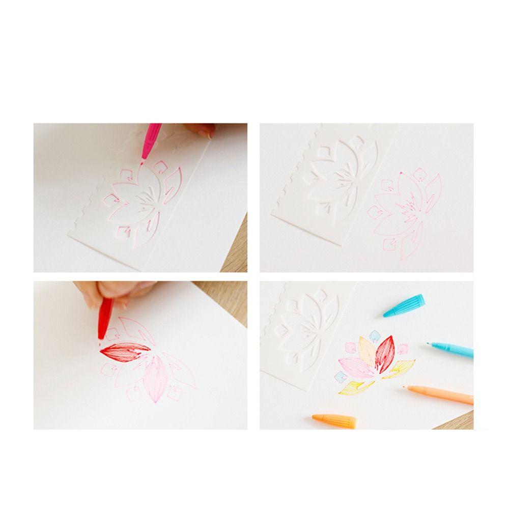 Lanfy Template Gambar 8Pcs/set Copy Siswa Stensil Scrapbooking Album Foto Hand Painted Letter Stencil