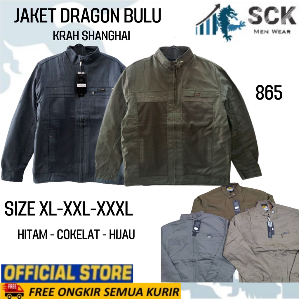 Jaket Pria JINWU 865 Parasut Dalam Bulu Kerah Shanghai Kombinasi / Pakaian Bapak ukuran XL-3XL (JUMBO)  - sckmenwear GROSIR