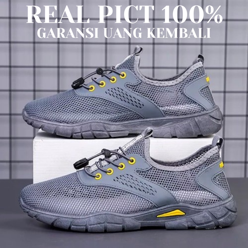 Fashion Sepatu Pria Cowok Dewasa Remaja Santai Terabru Kekinian Olah raga Lari Running Joging Jaring