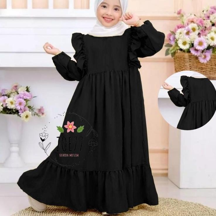 ► Gamis Anak perempuan cringkle premium rufle daily look usia tanggung lebaran 2022 model gamis terb