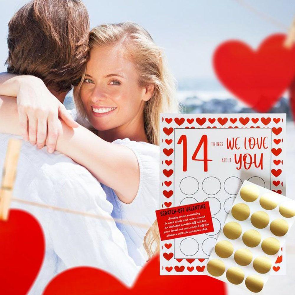 Solighter Valentine Scratch Off Print Kartu Cetak Kardus Putih Romantis 14hal Aku Suka Kamu