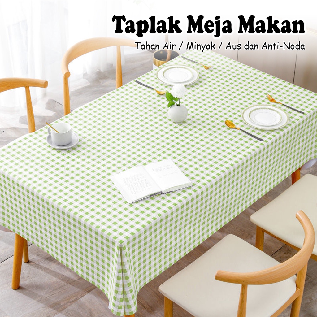 Taplak Meja Makan Persegi Panjang Premium Motif Kotak Ukuran 152x228cm Bahan PEVA Tebal Perlengkapan Rumah Tangga Import - D12-3D - 88 Blanketstore