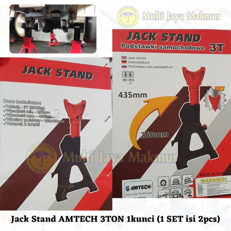 AMTECH 1 Set (2pcs) 3T Jack Stand 3 Ton Alat Tahanan Penyangga Body Mobil