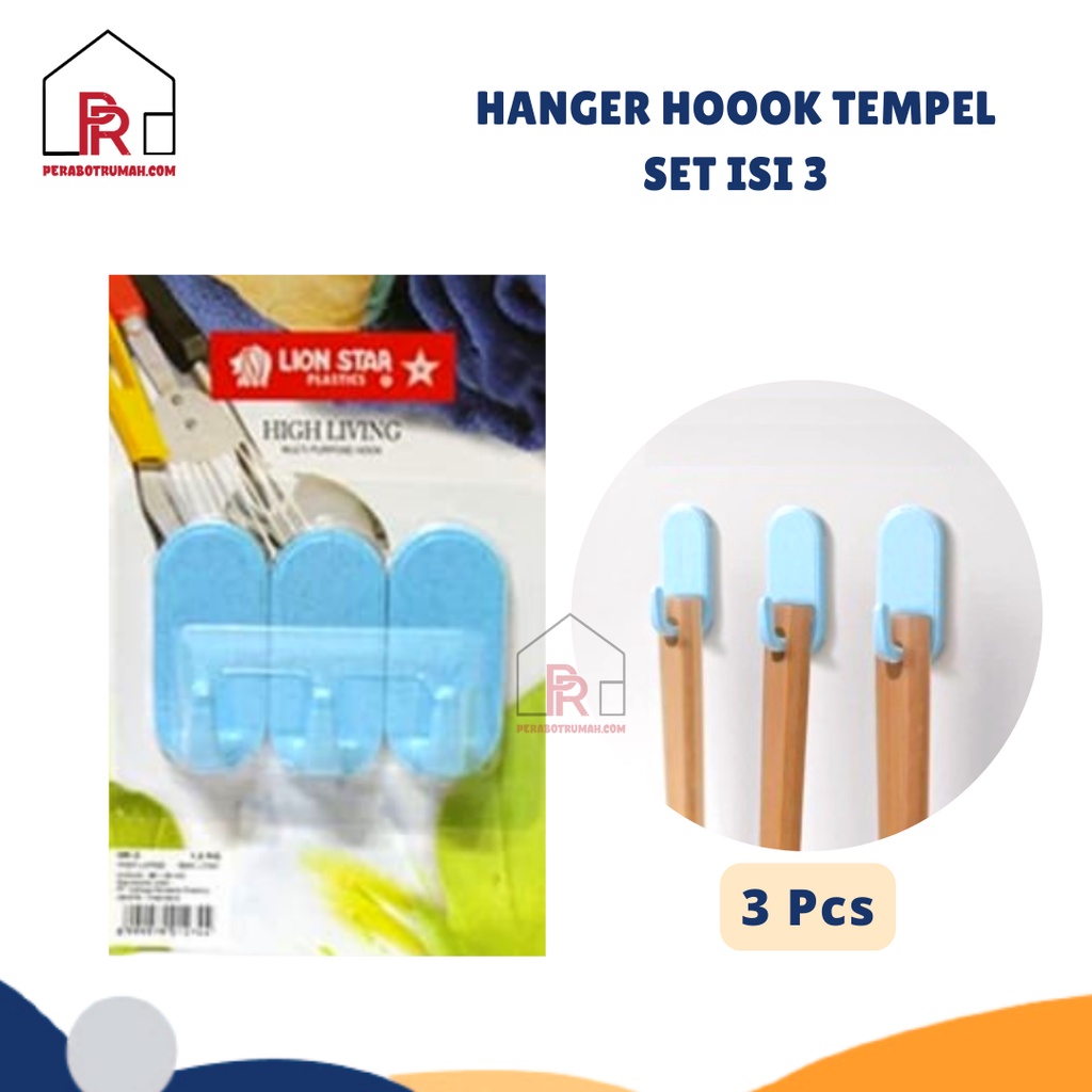 Gantungan Tempel Oval Set 3 Pcs Premium / Hanger Hook Oval Vertical Tempel Dinding Kamar