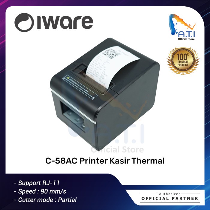 Terlaris Iware Printer Kasir Thermal C58Ac Auto Cutter C-58Ac C58-Ac 58Mm Usb