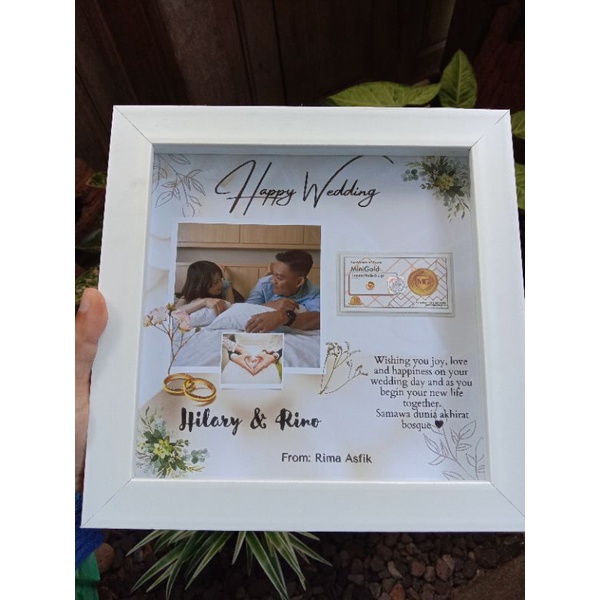 KADO MINIGOLD: FRAME 3D ukuran 20x20 cm ~ WEDDING, BABY BORN, ULTAH DLL