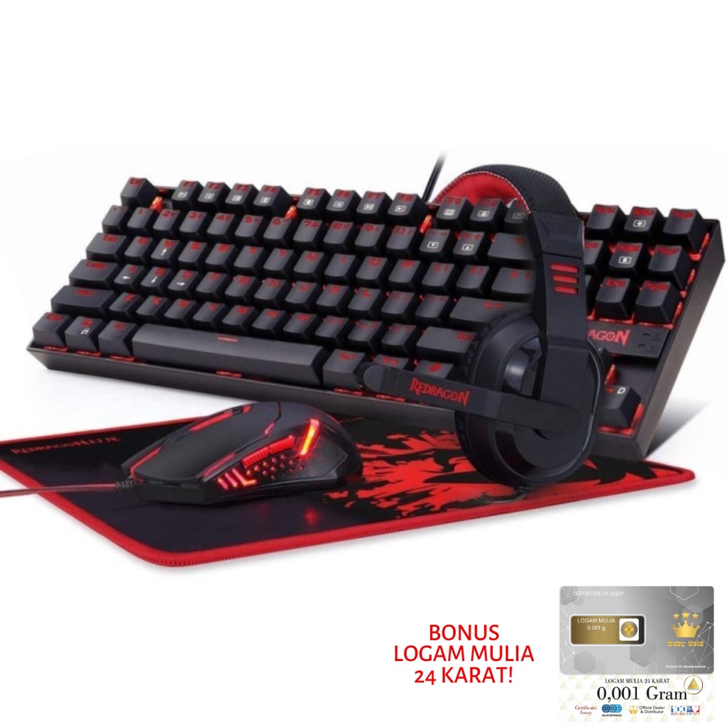 Keyboard Gaming  TKL Mouse Pad Headset 4 in 1 Redragon Gaming Combo K552 BB