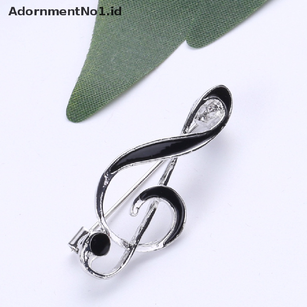 [AdornmentNo1] Bros Bentuk Nota Musik Sederhana Warna Emas Silver Enamel Bros Kerah Pin [ID]