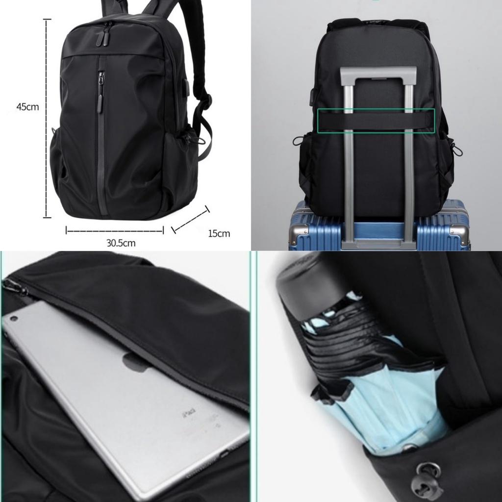 TAS RANSEL PRIA PREMIUM BESAR IMPORT KERJA SEKOLAH KULIAH GENDONG PUNGGUNG BACKPACK COWOK ADA SLOT LAPTOP ANTI AIR HITAM FERNANDEZ TA729B5 KEREN LAKI DISTRO KEKINIAN TRAVEL BRANDED BATAM