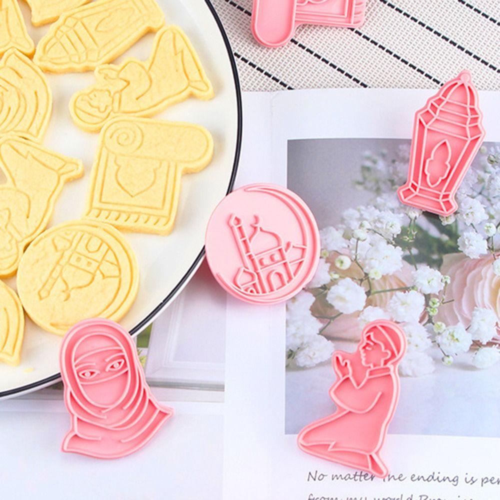 Solighter 6pcs/set Eid Mubarak Food Fondant Kue Kering Dekorasi Islam Muslim Festival Cookie Cutter