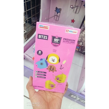 Masker Premium 4D BT21 Adult KF94 4 Fly+Pouch