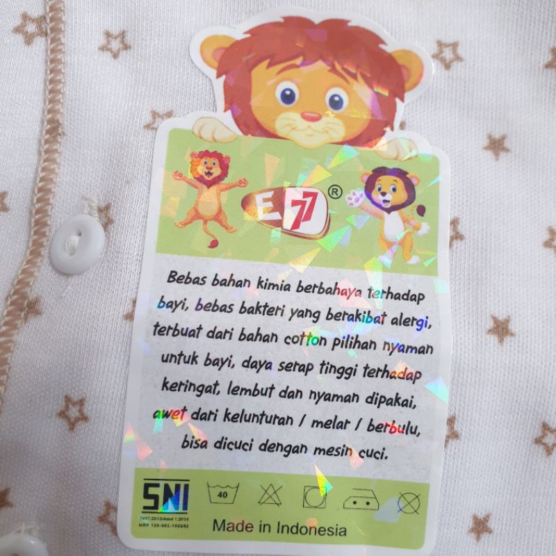 (6 Pcs) Baju Bayi E77 Kemeja Tangan Panjang SNI Newborn 0-6 Bulan | Baju Bayi Baru Lahir Excellent 77