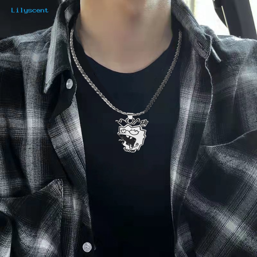 [LS] Liontin Kalung Adjustable Ringan Mudah Dipakai Alergi Gratis Lucu Hias Titanium Steel Hip Hop Kalung Dengan Liontin Kartun Hadiah Untuk Remaja