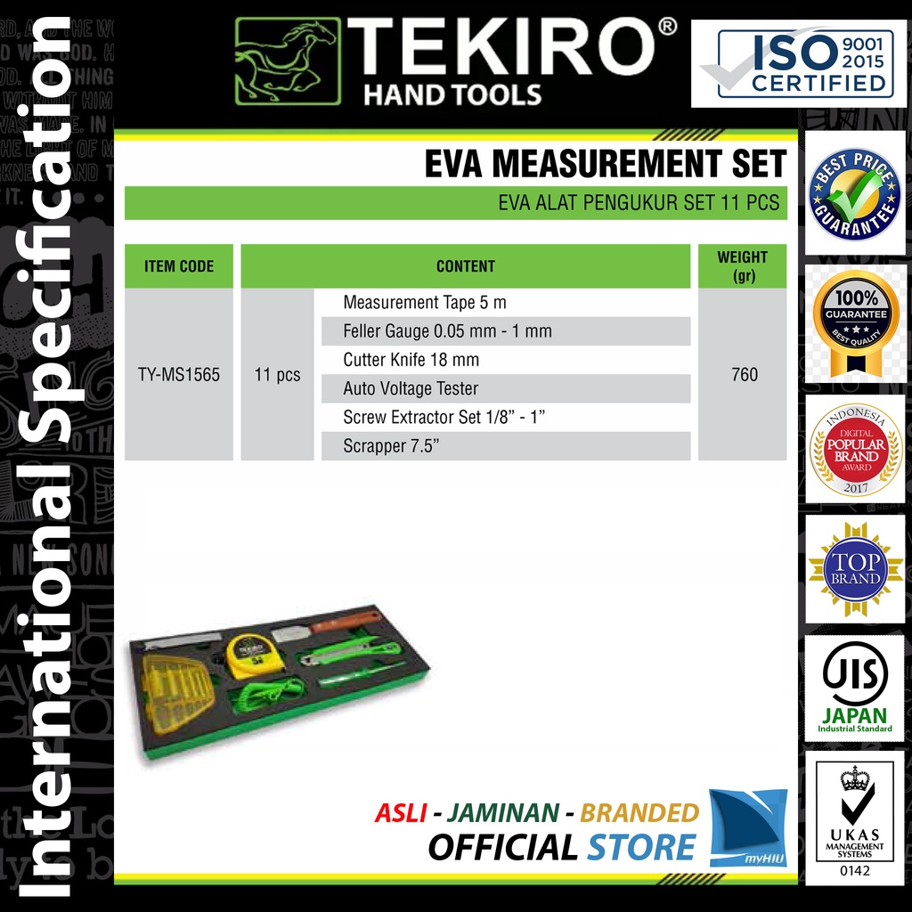 Kunci Tukang Isi 6 pcs Perkakas Laci Kemasan EVA / Measureman Tool EVA Set TEKIRO